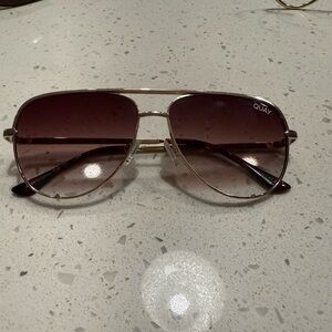 Quay Aviator Sunglasses with Brown Gradient Lenses